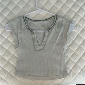 Stylish Gray Ribbed Women's Top Urban Outfitters